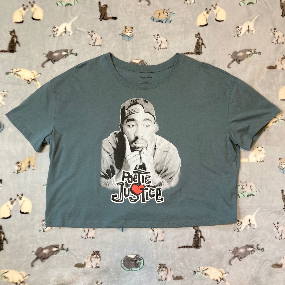 Chemistry Poetic Justice T-Shirt Women's XL Cropped Top Sage Green 1993 Tupac